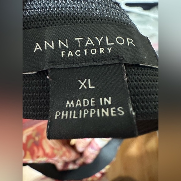 Ann Taylor Factory Skirt XL Satin Floral Midi Multicolor Pull-On Elastic Waist - Picture 5 of 9